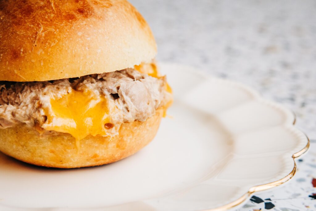 make ahead tuna melt on a brioche bun