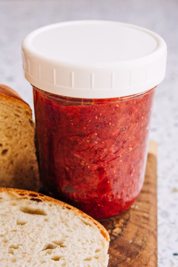 strawberry rhubarb chia jam