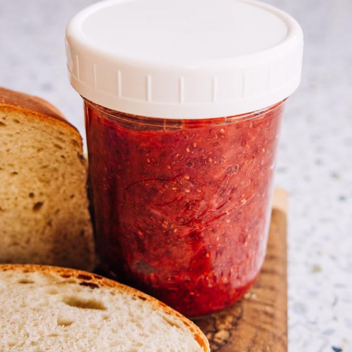 strawberry rhubarb chia jam