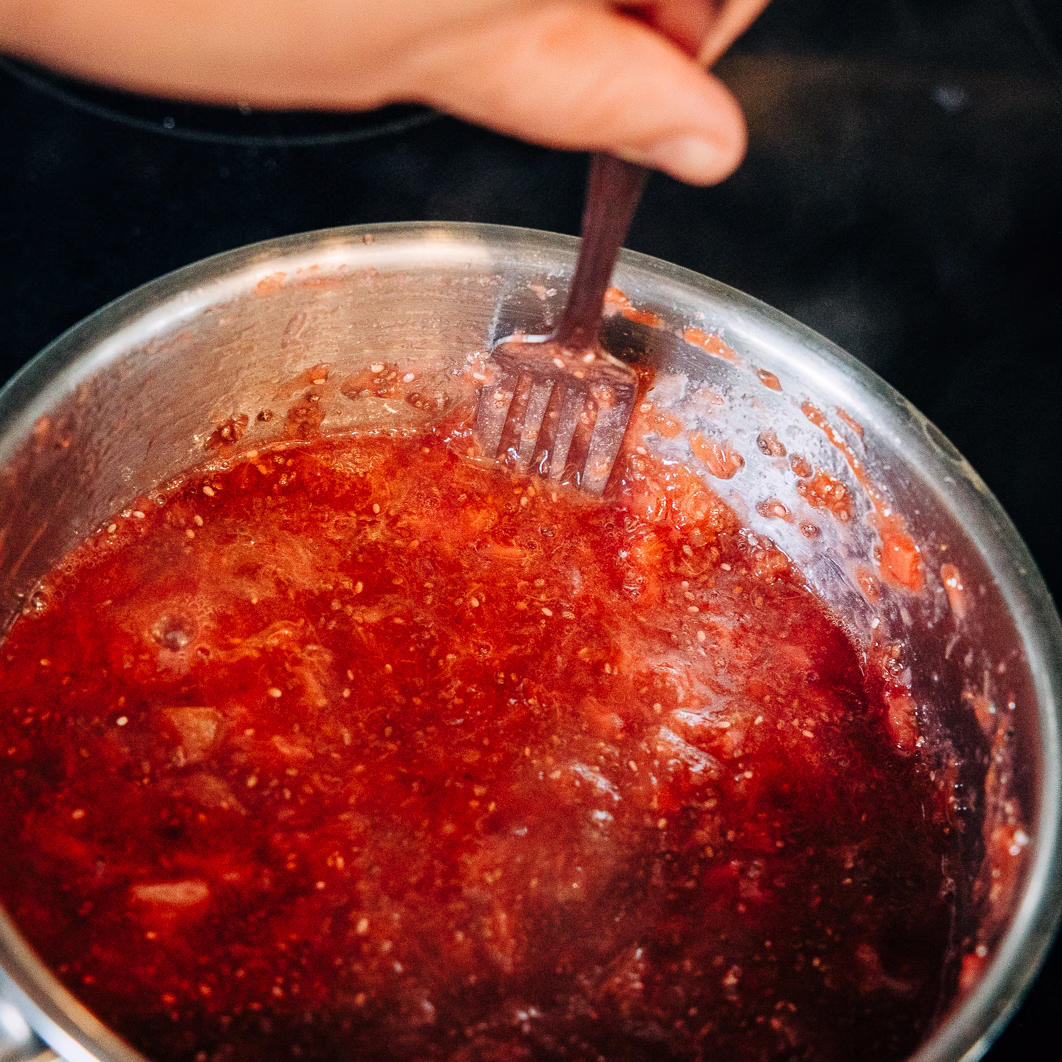 strawberry rhubarb chia jam