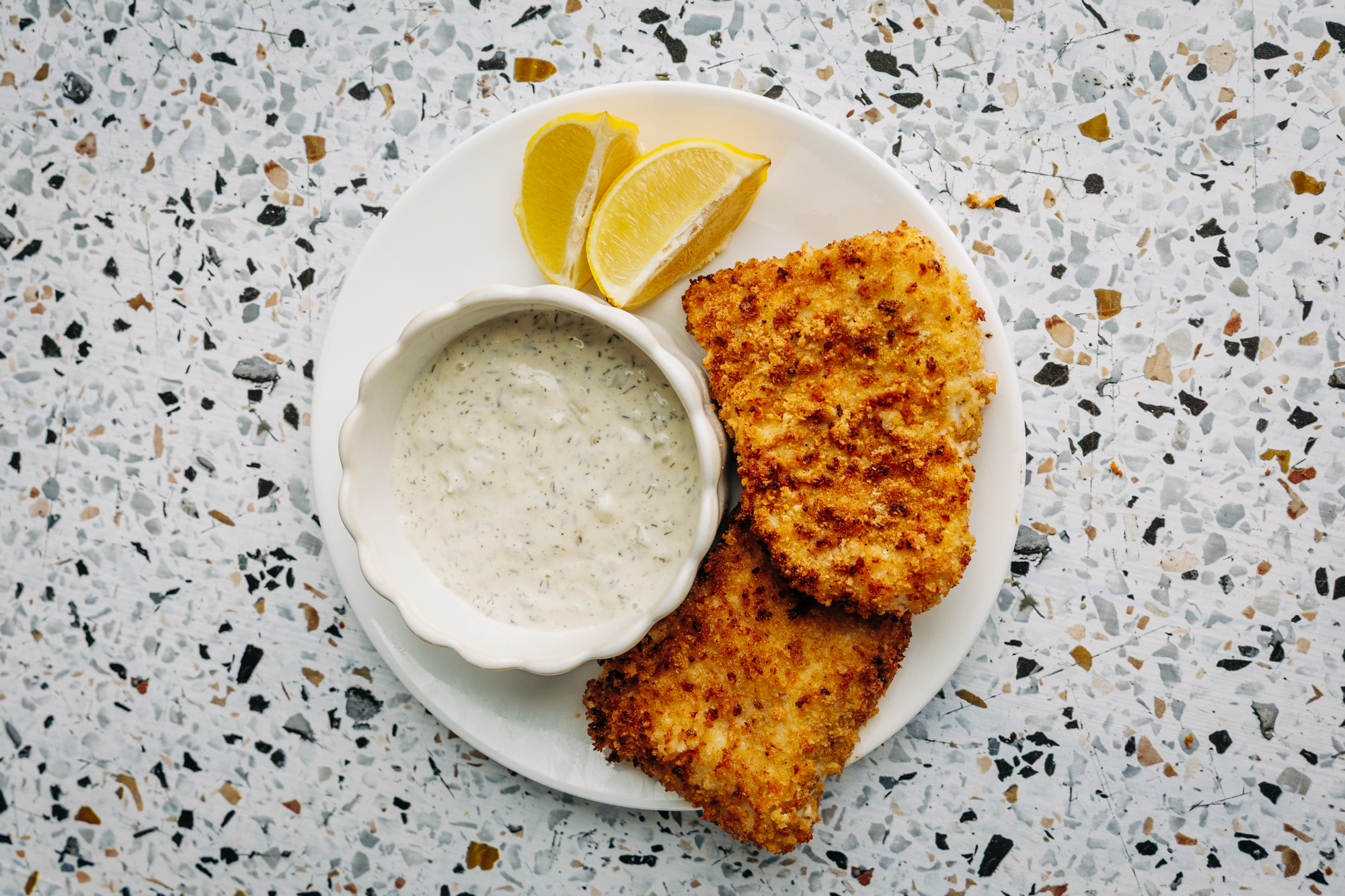 air fryer mayo dipped fish with clean homemade tartar sauce