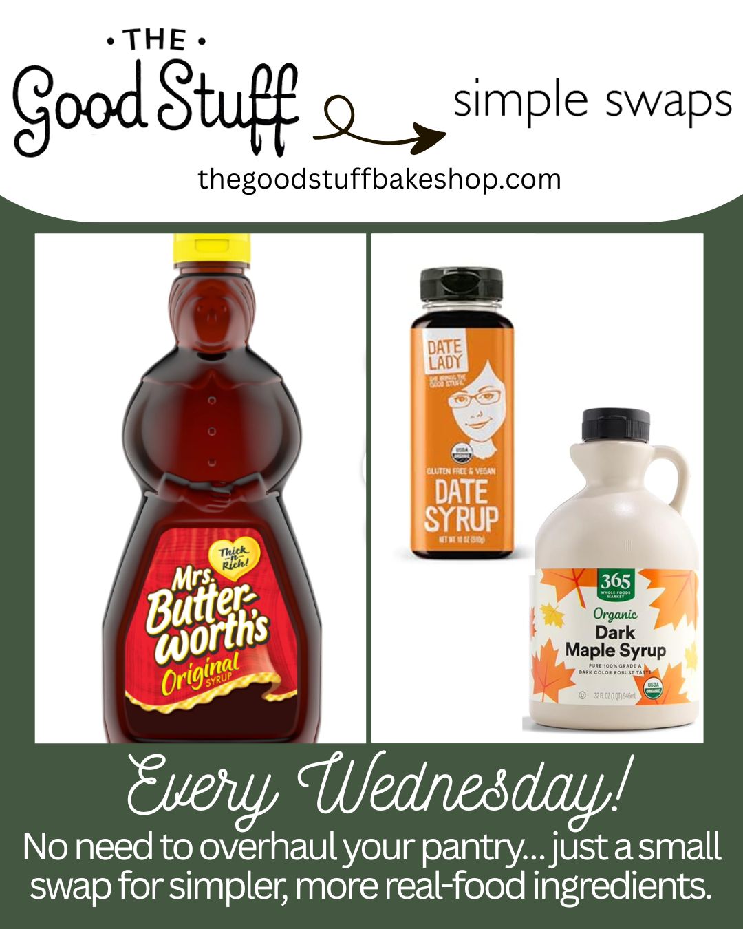 A healthier swap for pancakes syrup including date syrup and maple syrup.